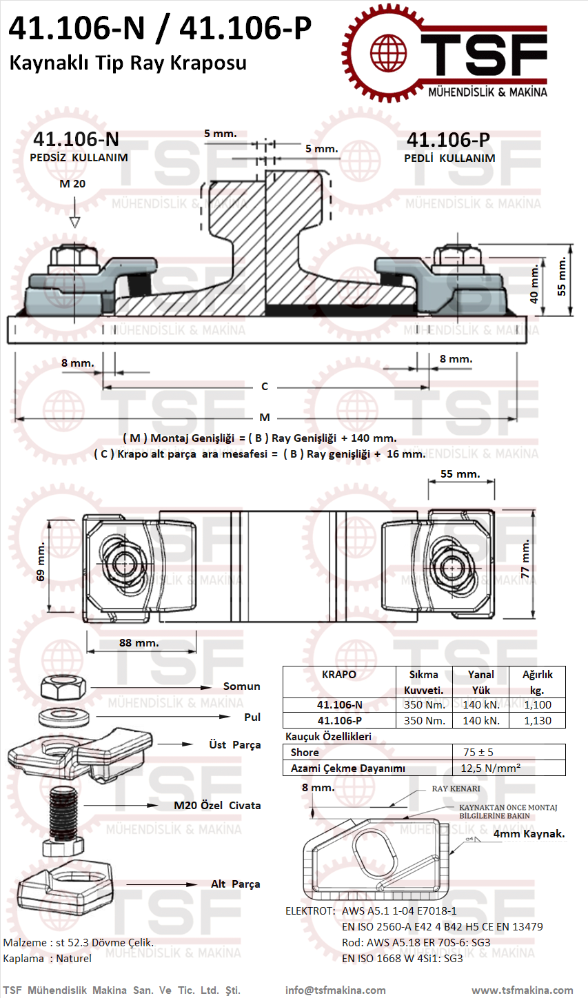 ray selet - seiek sacı, ray demiri, demir ray. vinç rayı . vinç için ray . trafo rayı . ray . yeni ray . kullanılmış ray . liman vinçi rayı . ray döşeme . ray montaj . ray tadilat, ray revizyon, ray şekillendirme . ray kod alma . ray onarım . ray vinç uyumu . ray seçimi . ray hesaplama . ray ısıl genleşme . ray uzaması . ray arası boşlukne olmalı . krapo ne sıklıkta döşenmeli . krapo sıklık hesabı . krapo seçimi. ray aşınma . ray revizyon . ray bağlantı . ray kaynağı . ray elektrot kaynağı . ray deformasyon, ray çeşitleri . ray türleri . rayla ilgili . vadeli ray satışı . ray tamponu . ray sonu . ray kraposu ( kreposu ) , ray tırnağı, ray klipsi, ray tutucu, ray bağlantı elemanı, ray pedi, ray yastığı, ray pedi ne işe yarar, ray ped, ray pad, ray kauçuğu, ray lastiği, ray dübeli .ray saplaması . ray için teknik bilgi. kare ray . soğuk çekme ray . dikdörtgen ray . st52 soğuk çekme ray . kedi rayı . troley rayı . transfer arabası rayı . domuz arabası rayı . ray . ray demiri, ray profilleri, kare raylar, dolu raylar, konveryör sistem rayları. st52 ray, sıcağa dayanıklı ray, ray genleşmesi, ray bozulması, ray aşınması, ray kırılması, ray onarımı, ray bakımı, ray graut uygulaması, ray alt yapısı, ray betonu, ray ankarajı, ray profili, ray kesiti, ray ölçüleri, () . diğer ray satan firmalar, yurt dışı ray tedarikçileri, ray satıcıları. Kaynaklı tip ray kreposu 106